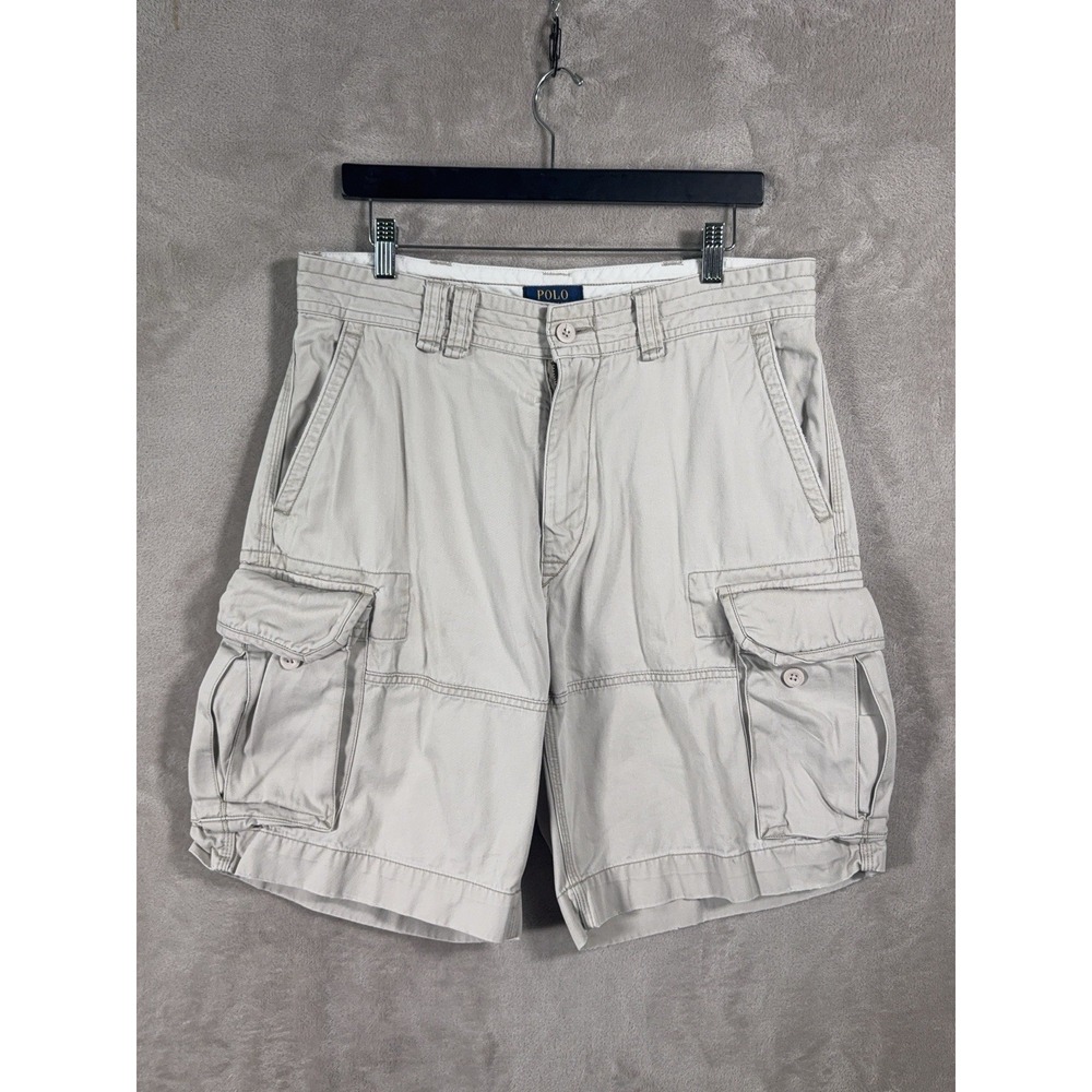Polo Ralph Lauren Cargo Shorts Mens 34 Beige Classic Chino Multi Pocket Utility
